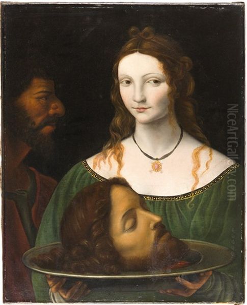 Salome Mit Dem Haupt Johannes Des Taufers Oil Painting by Bernardino Luini