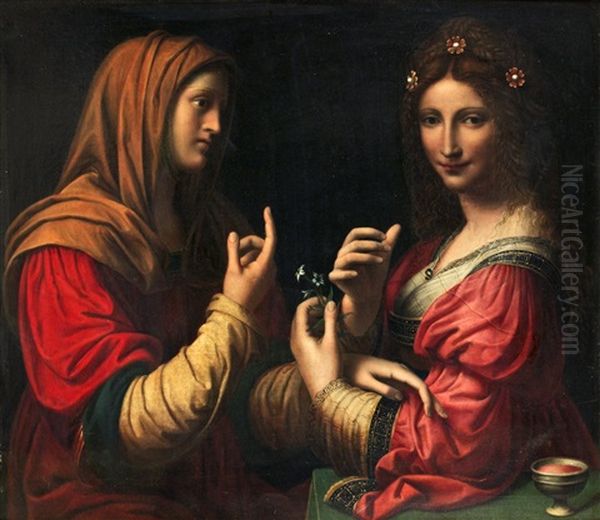 Dygden Och Fafangan Oil Painting by Bernardino Luini