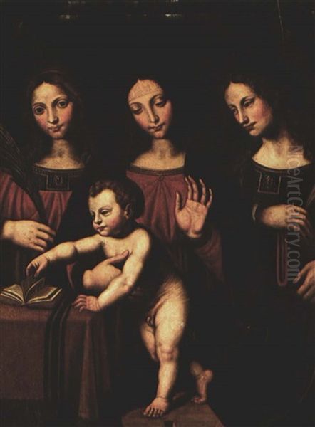 Madonna Mit Kind Flankiert Von Den Heiligen Barbara Und Katharina Oil Painting by Bernardino Luini