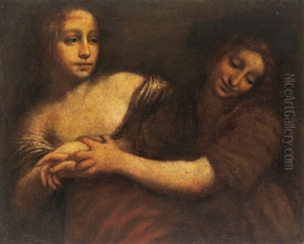 Giuseppe E La Moglie Di Putifarro Oil Painting by Bernardino Luini