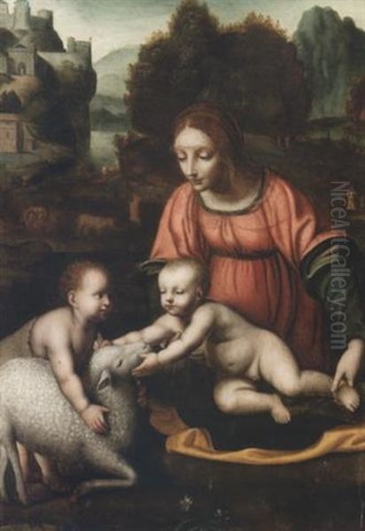 Vergine Con Il Bambino E San Giovannino Oil Painting by Bernardino Luini