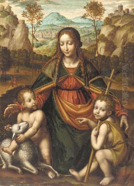 The Madonna And Child With The Infant St. John The Baptist Oil Painting by Bernardino Luini