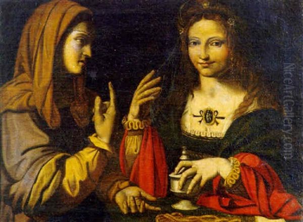 La Vergine Indica Alla Maddalena La Vita Contemplativa Oil Painting by Bernardino Luini