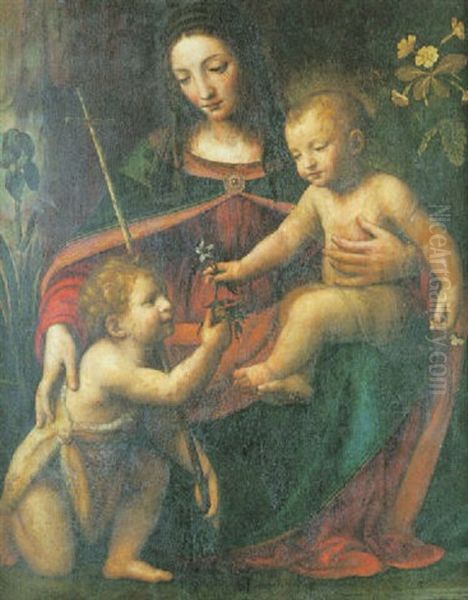 La Vierge A L'enfant Avec Saint Jean Baptiste Oil Painting by Bernardino Luini