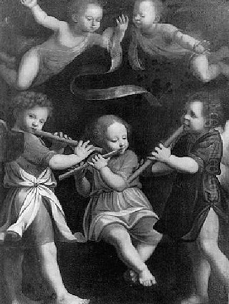 Angels Making Music Oil Painting by Bernardino Luini