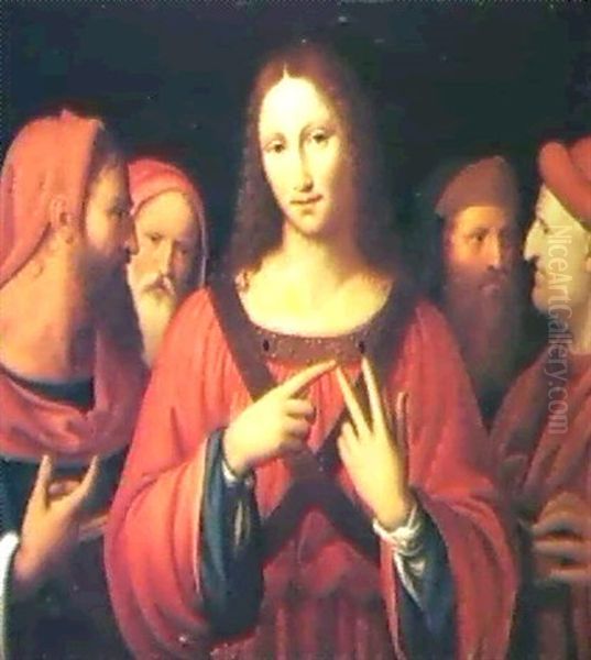 Gesu Tra I Dottori Oil Painting by Bernardino Luini