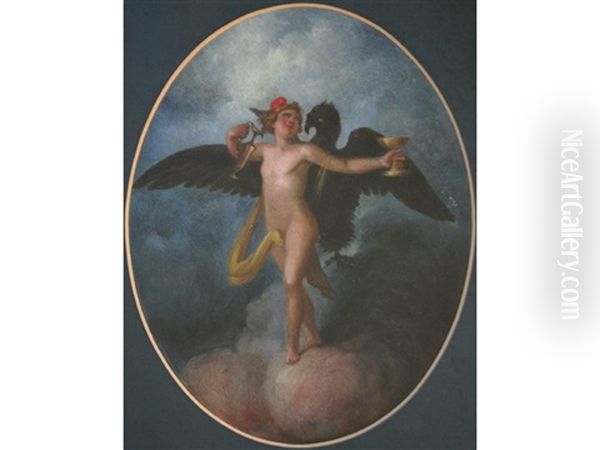 Spring; Night; Hebe; Sight; Bacchante; Dance; Dawn; And Other Similar Subjects (10 Works) Oil Painting by Enrico De Luise