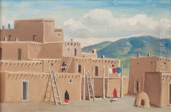 Pueblo Oil Painting by Albert Lujan