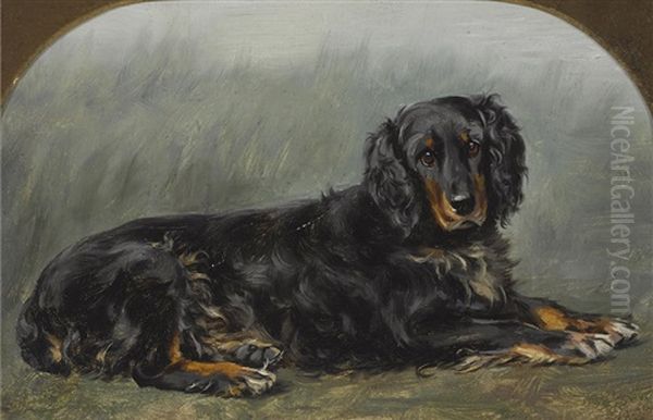 A Gordon Setter Oil Painting by William Luker Jr.