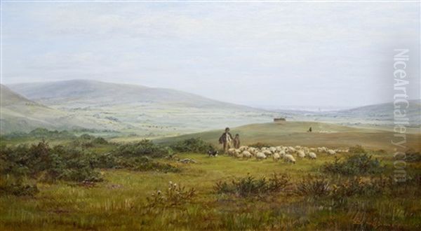 The Marshes (+ The Downs; Pair) Oil Painting by William Luker Sr.