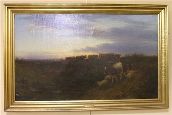 Cattle Returning Home-evening Oil Painting by William Luker Sr.