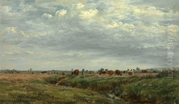 Weite Weidelandschaft Mit Rindern Bei Winchelsea In East Sussex Oil Painting by William Luker Sr.