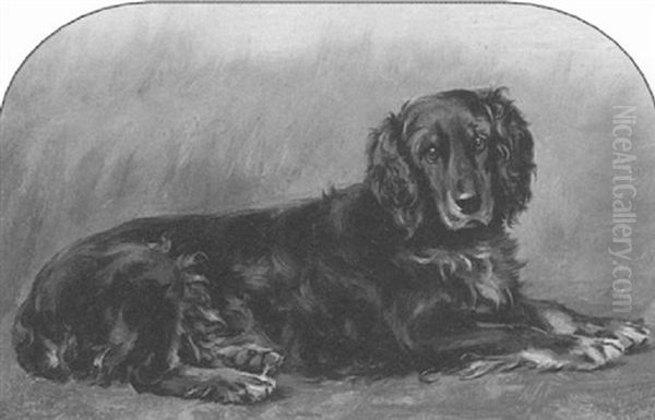 A Gordon Setter Oil Painting by William Luker Sr.