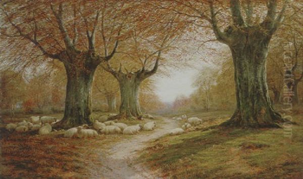 An Autumnal Landscape Oil Painting by William Luker Sr.