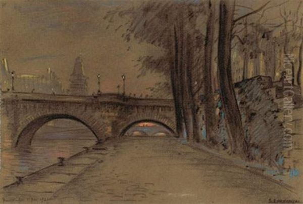 Le Pont Neuf Oil Painting by Georgiy Kreskentevich Lukomsky