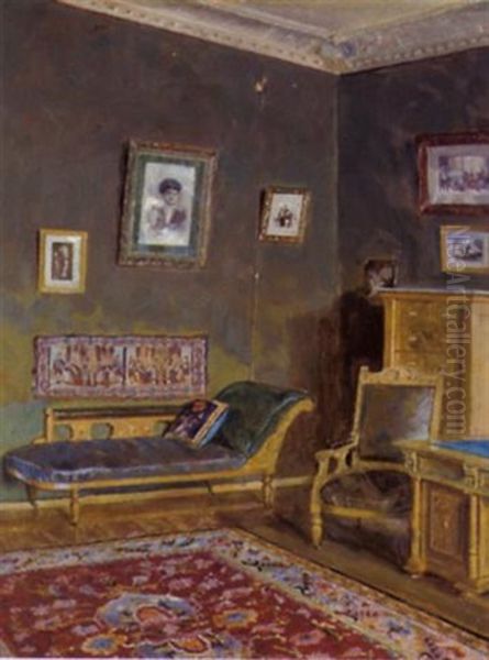 Interieur Oil Painting by Georgiy Kreskentevich Lukomsky