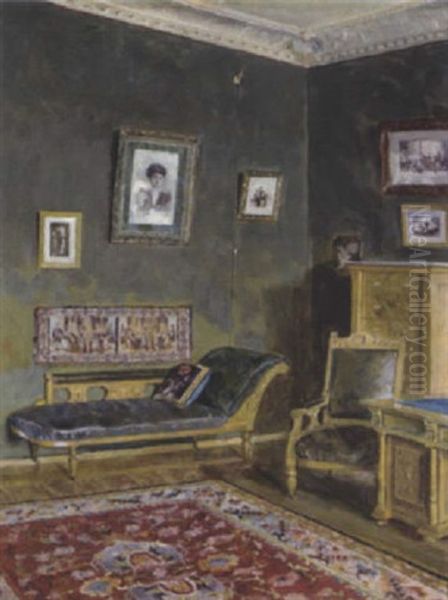 Interieur Oil Painting by Georgiy Kreskentevich Lukomsky