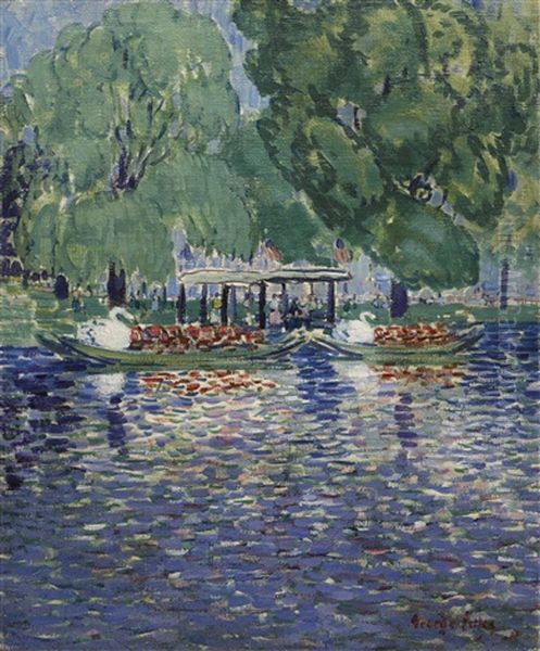 The Swan Boats Oil Painting by George Benjamin Luks