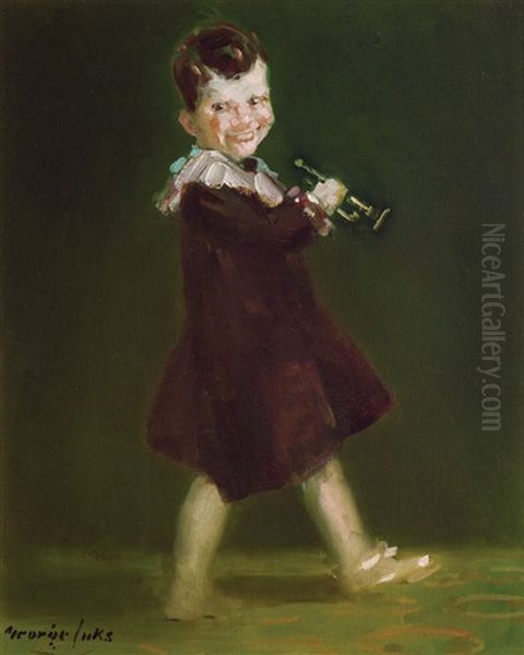 Boy With Bugle Oil Painting by George Benjamin Luks