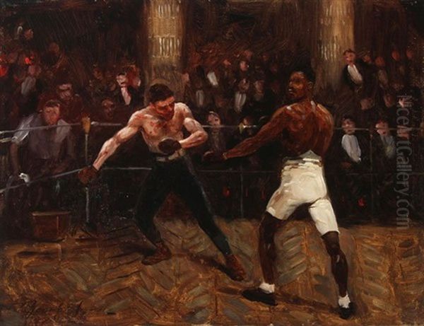 The Boxing Match Oil Painting by George Benjamin Luks