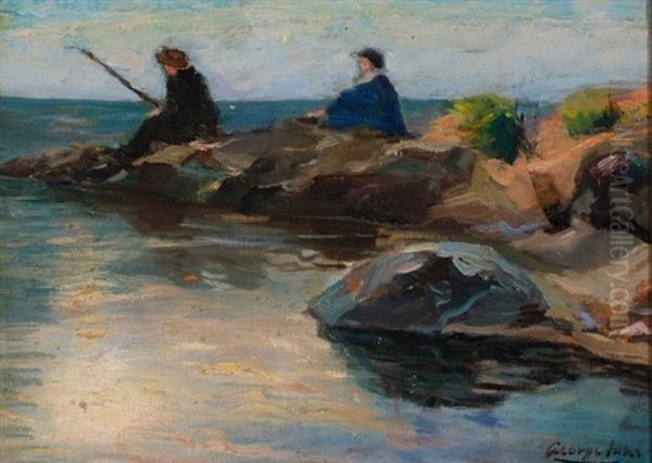 Fishermen Oil Painting by George Benjamin Luks