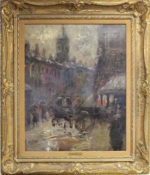 Street Scene With Carriage Oil Painting by George Benjamin Luks