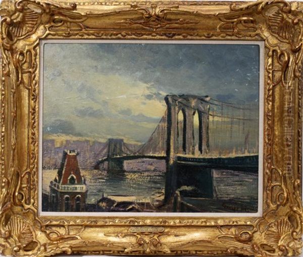 Brooklyn Bridge Oil Painting by George Benjamin Luks