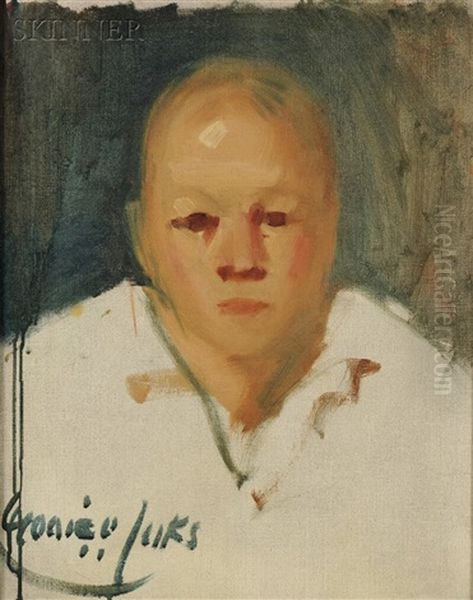 Portrait Of A Clown Without Face Paint Oil Painting by George Benjamin Luks