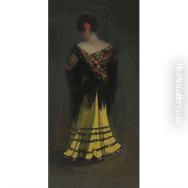 The Spanish Shawl: Portrait Of Jeanne Frankenberg Oil Painting by George Benjamin Luks