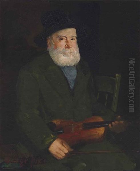 Man With A Violin Oil Painting by George Benjamin Luks