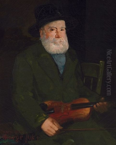 Man With A Violin Oil Painting by George Benjamin Luks