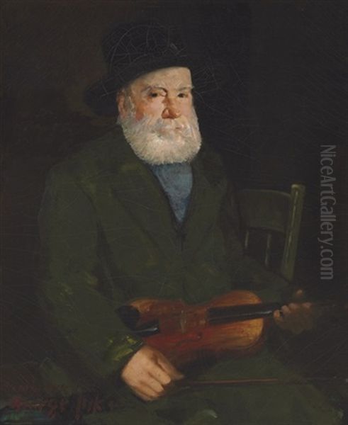 Man With A Violin Oil Painting by George Benjamin Luks