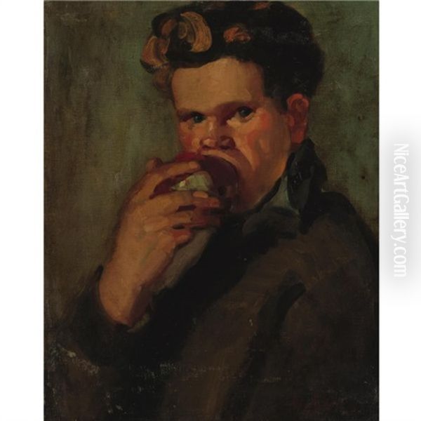 Snack-boy Eating Apple by George Benjamin Luks