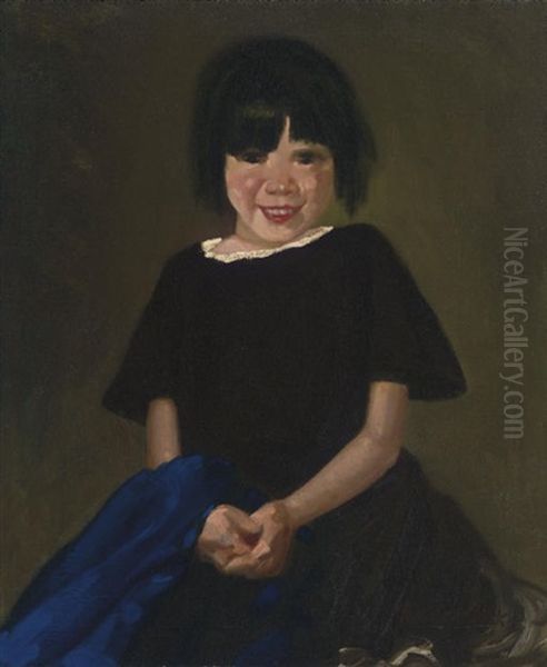 Portrait Of A Girl In Black Oil Painting by George Benjamin Luks