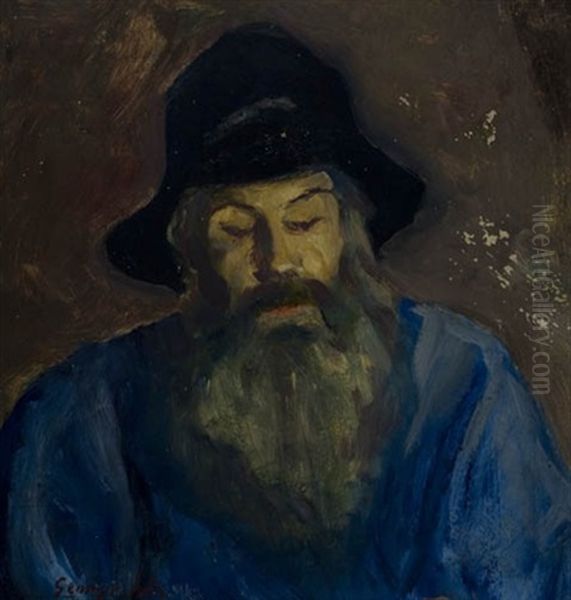 Bearded Man In A Cap Oil Painting by George Benjamin Luks