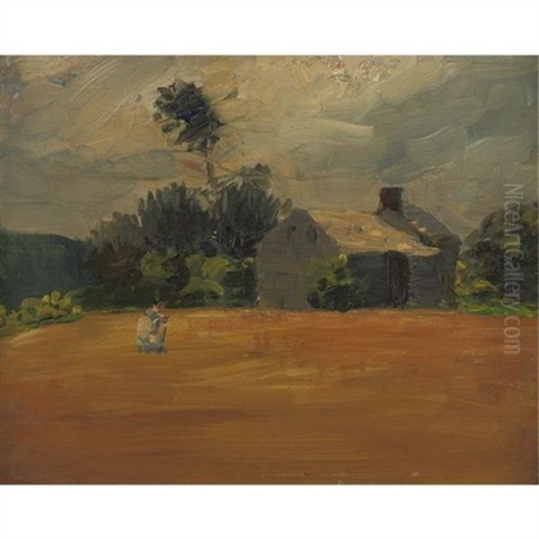 Field And Cottage Oil Painting by George Benjamin Luks