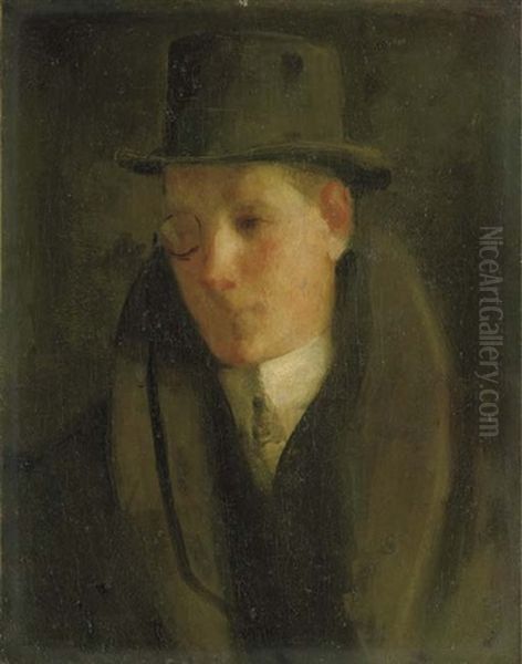 Man With A Monocle Oil Painting by George Benjamin Luks