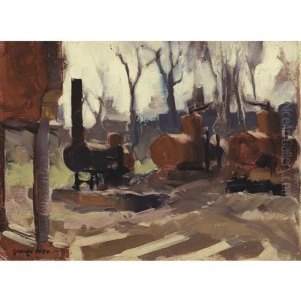 Industrial Landscape Oil Painting by George Benjamin Luks