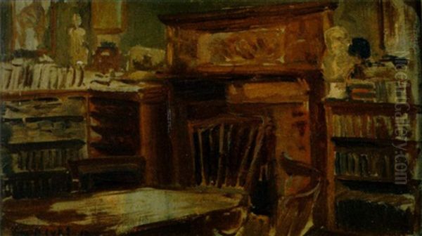 Study Of Editor Drake's Office, The Century Magazine Oil Painting by George Benjamin Luks