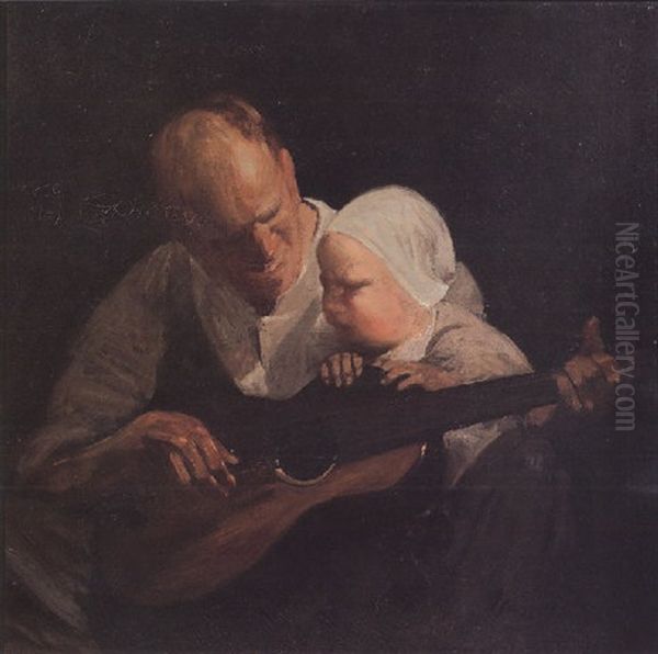 The Guitar Oil Painting by George Benjamin Luks