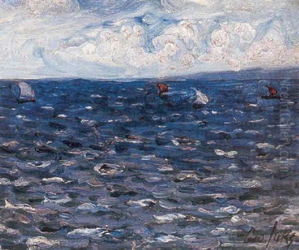 Sailboats On A Windy Day Oil Painting by George Benjamin Luks