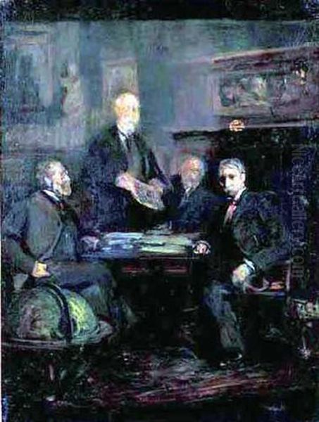 The Artist's Club Oil Painting by George Benjamin Luks