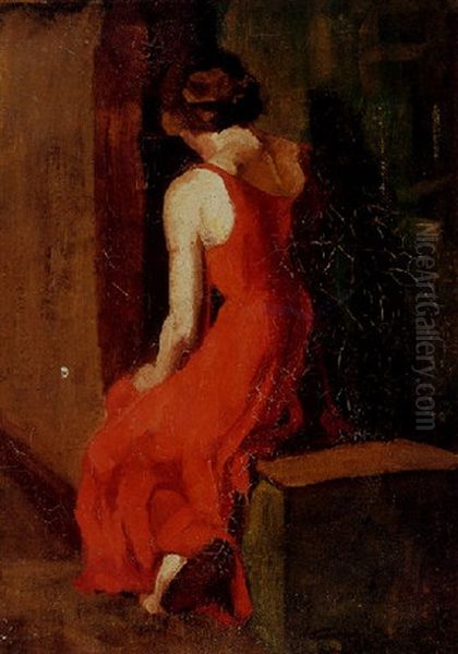 Connie Ruby Seated Oil Painting by George Benjamin Luks