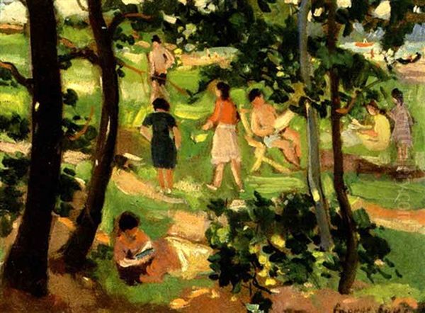 Central Park Oil Painting by George Benjamin Luks