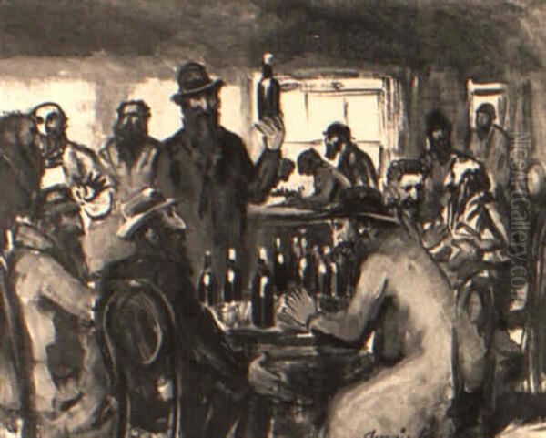 Men At Sweeney's Oil Painting by George Benjamin Luks