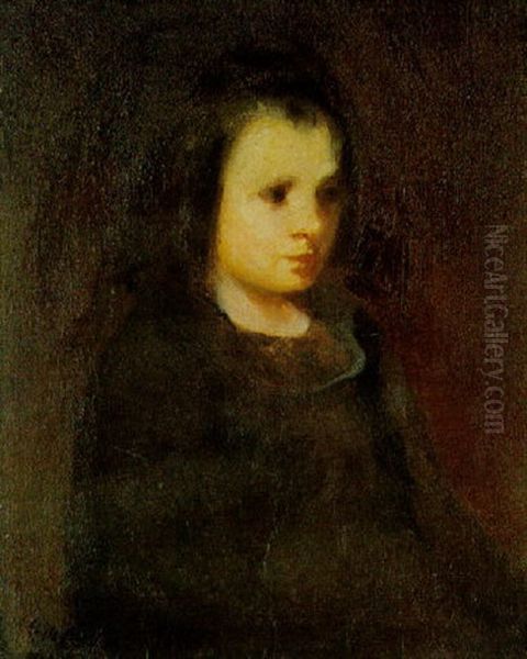 Mary, The Girl With The Dream Eyes Oil Painting by George Benjamin Luks