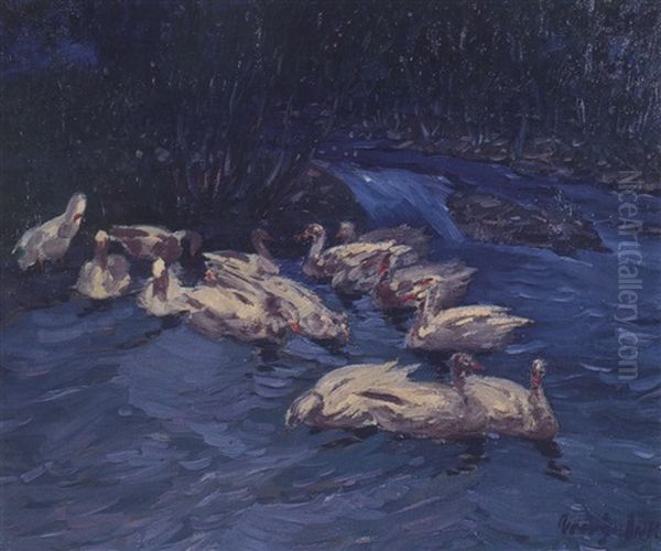 Wild Geese Oil Painting by George Benjamin Luks