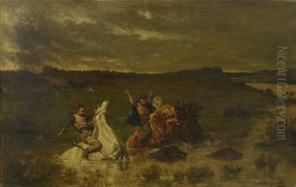 La Chasse Au Sanglier Oil Painting by Evariste Vital Luminais