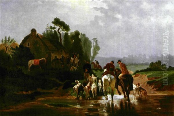 Le Rendez-vous De Chasse Oil Painting by Evariste Vital Luminais