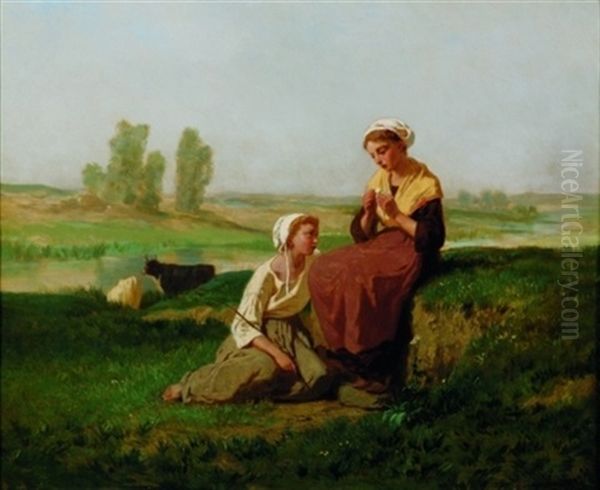 Love-struck Oil Painting by Evariste Vital Luminais